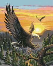 Charger l&#39;image dans la galerie, peinture par numéros | Aigle au Lever du Soleil | aigles animaux facile oiseaux paysages | FiguredArt