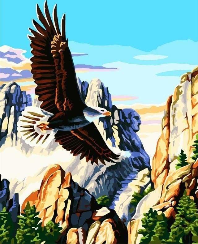 peinture par numéros | Aigles de Montagne | aigles animaux facile montagnes oiseaux | FiguredArt