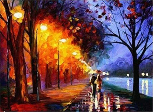 peinture par numéros | Leonid Afremov Allée au bord du Lac | complexe romantique | FiguredArt