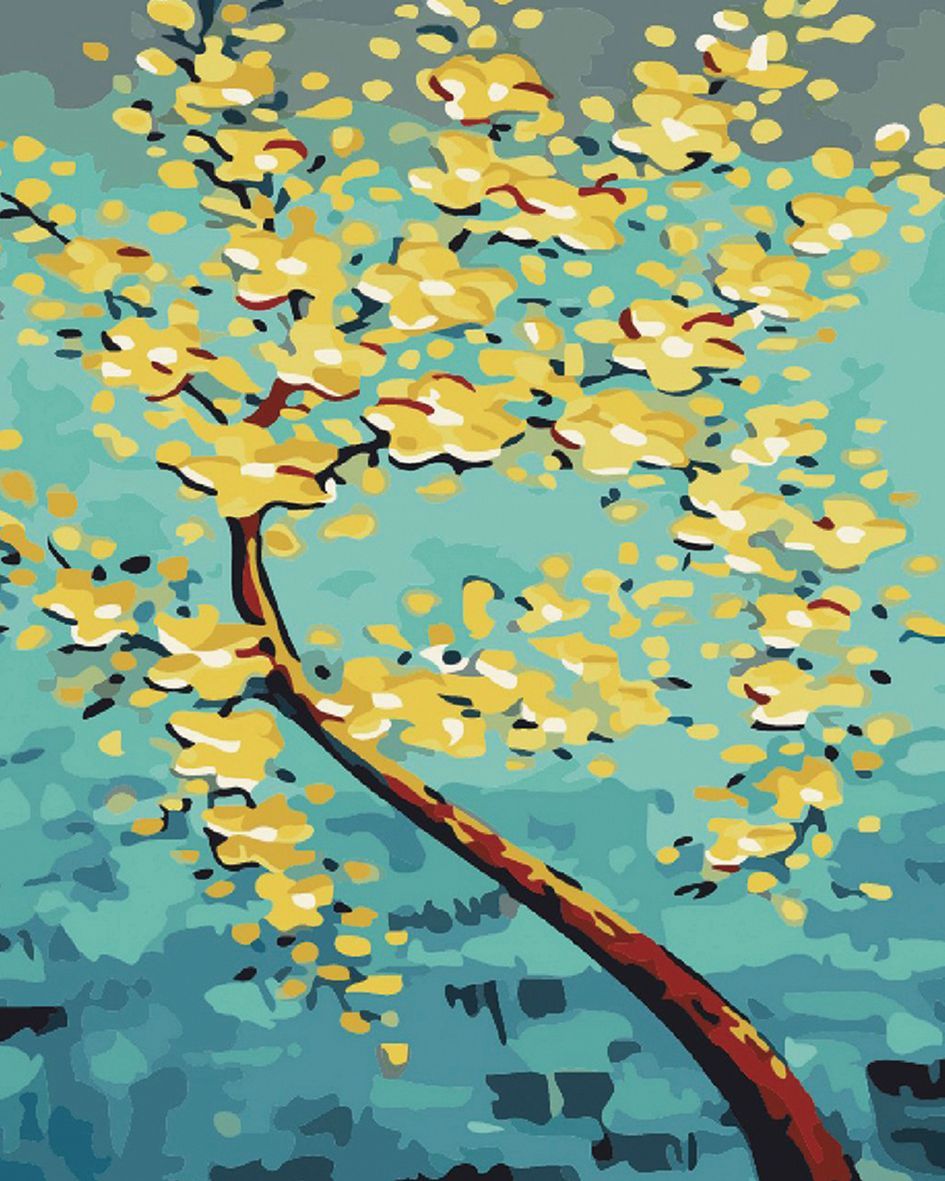 peinture par numéros | Arbre aux Fleurs d’or | arbres, intermédiaire | FiguredArt