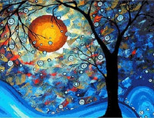 Charger l&#39;image dans la galerie, peinture par numéros | Arbre et pleine Lune | arbres intermédiaire | FiguredArt