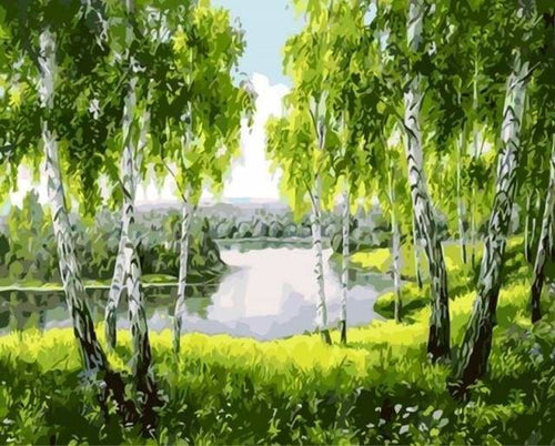 peinture par numéros | Arbres près de la Rivière | complexe paysages | FiguredArt