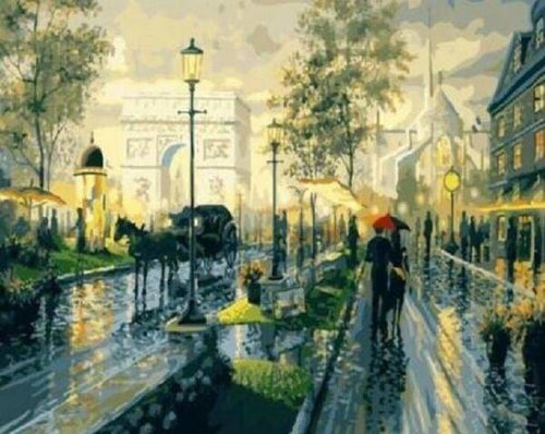 peinture par numéros | Arc de Triomphe sous la Pluie | complexe ville | FiguredArt