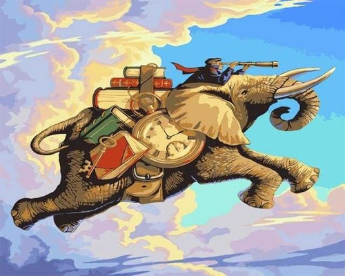 peinture par numéros | Aventure et Eléphant | animaux chevaux facile | FiguredArt