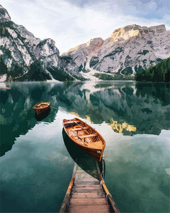 peinture par numéros | Barque et lac de montagne | bateaux, Intermédiaire, paysages | FiguredArt