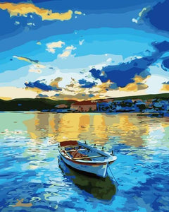 peinture par numéros | Barque et Lever de Soleil | facile paysages | FiguredArt