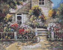 Charger l&#39;image dans la galerie, peinture par numéros | Bicyclette devant la Maison | intermédiaire paysages | FiguredArt