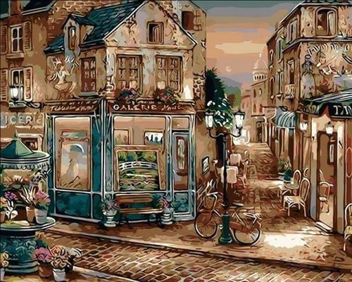 peinture par numéros | Bicyclette près de la Galerie Vintage | complexe ville | FiguredArt