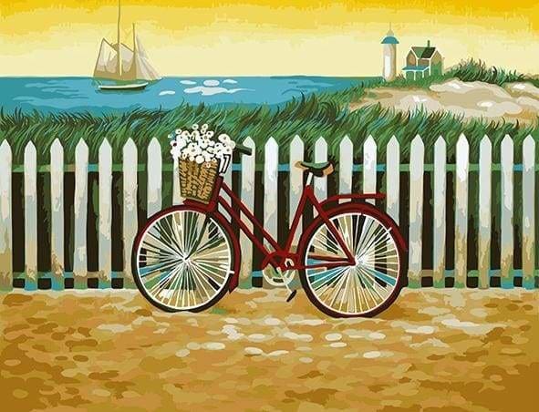 peinture par numéros | Bicyclette près de la Mer | facile paysages | FiguredArt
