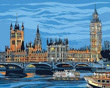 Charger l&#39;image dans la galerie, peinture par numéros | Big Ben à Londres le soir | facile ville | FiguredArt