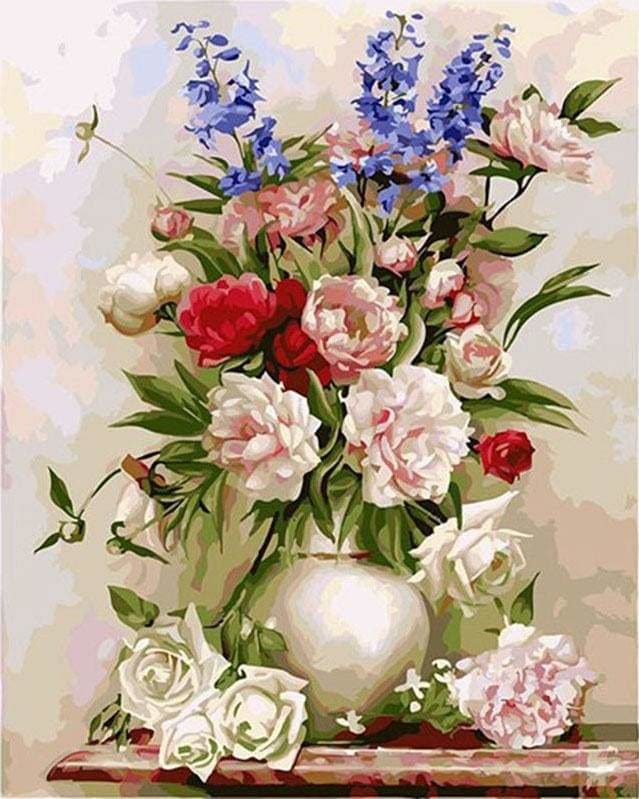 Figured'Art Peinture par Numéro Adulte Bouquet de Fleurs Rouge - Activité  Manuelle Kit de Loisir Créatif DIY Numéro d'Art Complet - 40x50cm sans