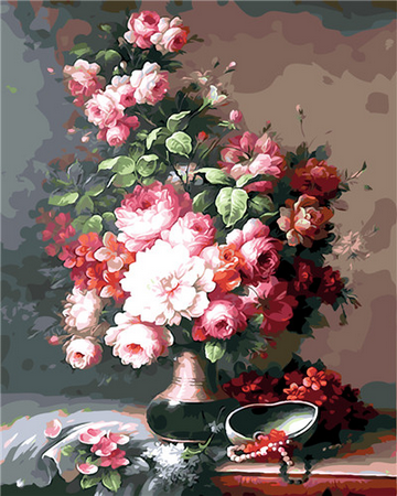 peinture par numéros | Bouquet de fleurs sur la table de nuit | fleurs, Intermédiaire | FiguredArt
