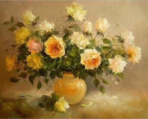 peinture par numéros | Bouquet de Roses jaunes | fleurs intermédiaire | FiguredArt