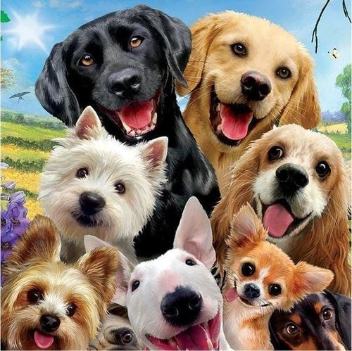 Broderie Diamant | Broderie Diamant - Amis Chiens | animaux Broderie Animaux chiens | FiguredArt