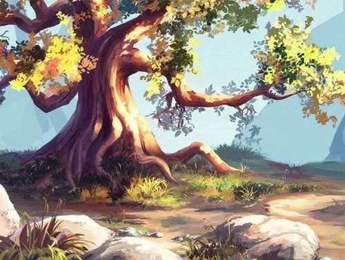 Broderie Diamant | Broderie Diamant - Arbre en Fleurs | arbres Broderie Paysages fleurs paysages | FiguredArt