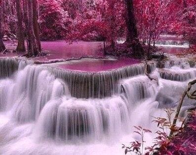 Broderie Diamant | Broderie Diamant - Cascades dEau | Broderie Paysages paysages | FiguredArt