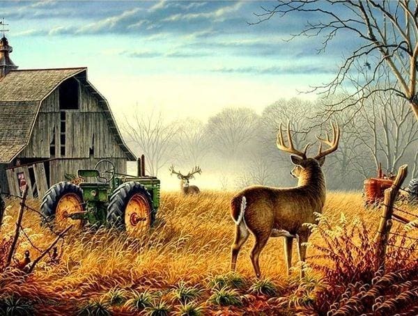 Broderie Diamant | Broderie Diamant - Cerf en Campagne | animaux Broderie Animaux | FiguredArt