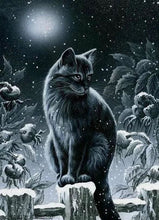 Charger l&#39;image dans la galerie, Broderie Diamant | Broderie Diamant - Chat dans la Neige | animaux Broderie Animaux chats hiver | FiguredArt