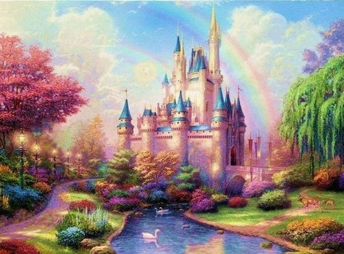 Broderie Diamant | Broderie Diamant - Chateau Lumineux | Broderie Romantique chateaux romantique | FiguredArt