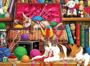 Broderie Diamant | Broderie Diamant - Chats joueurs | animaux Broderie Animaux chats | FiguredArt