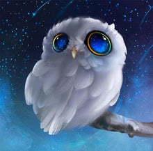 Charger l&#39;image dans la galerie, Broderie Diamant | Broderie Diamant - Chouette blanche sur une Branche | animaux Broderie Animaux chouettes et hiboux | FiguredArt
