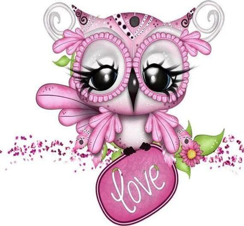 Broderie Diamant | Broderie Diamant - Chouette Love | animaux Broderie Animaux Broderie Romantique chouettes et hiboux romantique |