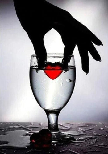 Broderie Diamant | Broderie Diamant - Coeur dans un Verre | Broderie Romantique romantique | FiguredArt
