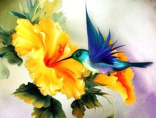 Broderie Diamant | Broderie Diamant - Colibri butinant | animaux Broderie Animaux | FiguredArt