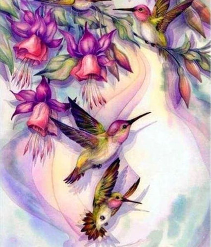 Broderie Diamant | Broderie Diamant - Colibris en Vol | animaux Broderie Animaux | FiguredArt