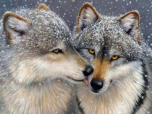 Broderie Diamant | Broderie Diamant - Couple de Loups | animaux Broderie Animaux lapins loups | FiguredArt