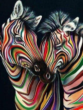Charger l&#39;image dans la galerie, Broderie Diamant - Diamond Painting Couple de Zèbres 40x50cm toile tendue sur châssis