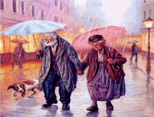 Broderie Diamant | Broderie Diamant - Couple sous la Pluie | Broderie Romantique romantique | FiguredArt