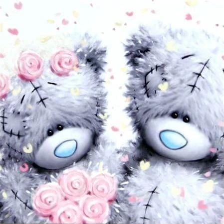 Broderie Diamant | Broderie Diamant - Deux nounours et Roses | autres Broderie Autres | FiguredArt