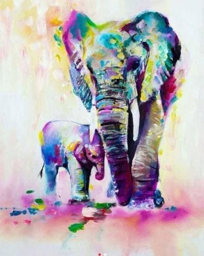 Broderie Diamant | Broderie Diamant - Eléphant et son petit | animaux Broderie Animaux éléphants | FiguredArt