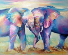 Charger l&#39;image dans la galerie, Broderie Diamant | Broderie Diamant - Eléphants en Couple | animaux Broderie Animaux éléphants | FiguredArt