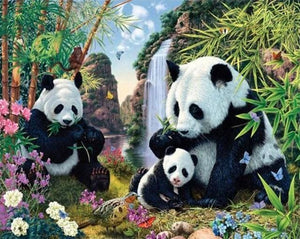Broderie Diamant | Broderie Diamant - Famille de Panda | animaux Broderie Animaux pandas | FiguredArt