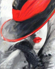 Charger l&#39;image dans la galerie, Broderie Diamant | Broderie Diamant - Femme au chapeau Rouge | Broderie Romantique romantique | FiguredArt