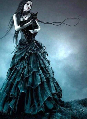 Broderie Diamant | Broderie Diamant - Femme en noir | Broderie Romantique romantique | FiguredArt