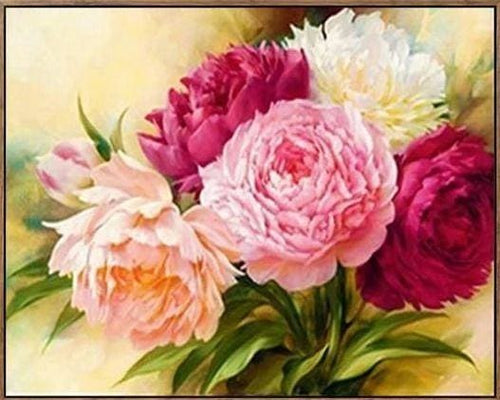 Broderie Diamant | Broderie Diamant - Fleurs teintes de Rose | Broderie Fleurs fleurs | FiguredArt