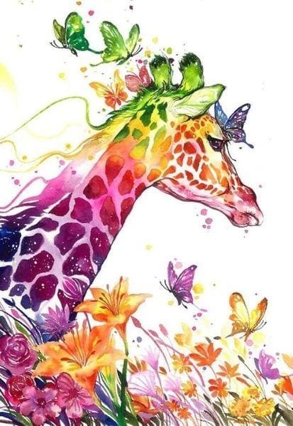 Broderie Diamant | Broderie Diamant - Girafe colorée | animaux Broderie Animaux girafes | FiguredArt