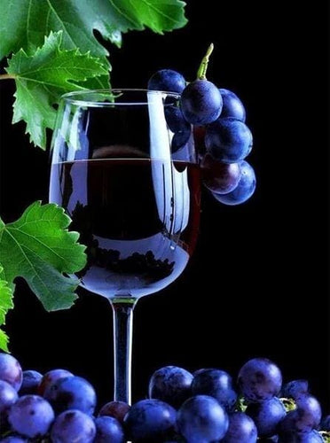 Broderie Diamant | Broderie Diamant - Grappe de raisin et Vin | Broderie Cuisine cuisine | FiguredArt