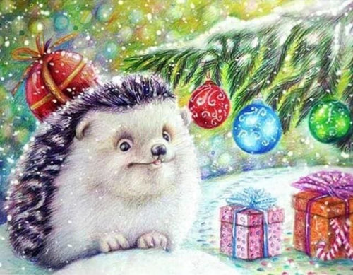 Broderie Diamant | Broderie Diamant - Hérisson et Cadeaux | animaux Broderie Animaux hérissons | FiguredArt