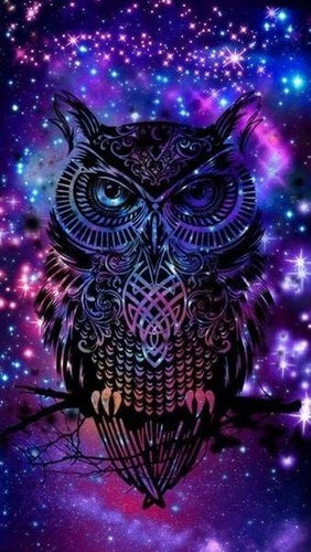 Broderie Diamant | Broderie Diamant - Hibou dans la Nuit | animaux Broderie Animaux chouettes et hiboux | FiguredArt