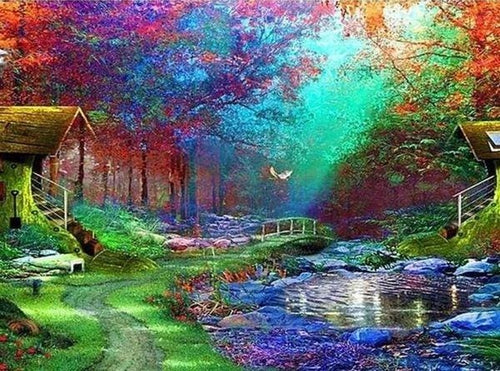 Broderie Diamant | Broderie Diamant - Jardin relaxant | Broderie Paysages paysages | FiguredArt