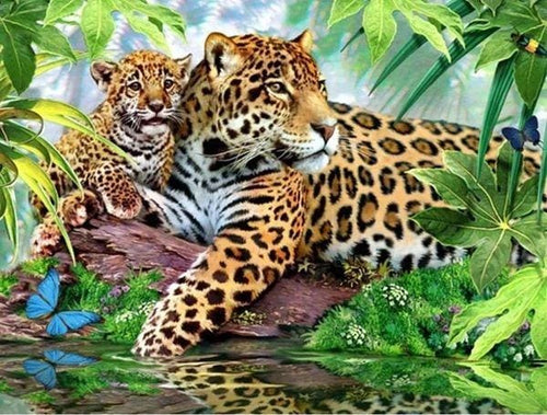 Broderie Diamant | Broderie Diamant - La Famille Léopard | animaux Broderie Animaux léopards | FiguredArt