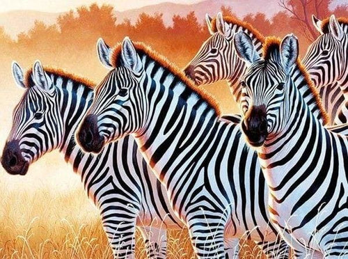 Broderie Diamant | Broderie Diamant - La Famille Zèbres | animaux Broderie Animaux zèbres | FiguredArt