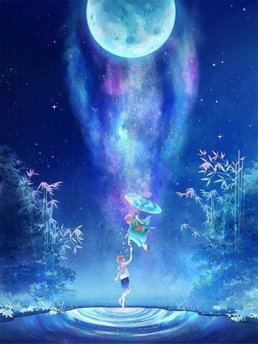 Broderie Diamant | Broderie Diamant - La Grande Lune | Broderie Paysages paysages | FiguredArt