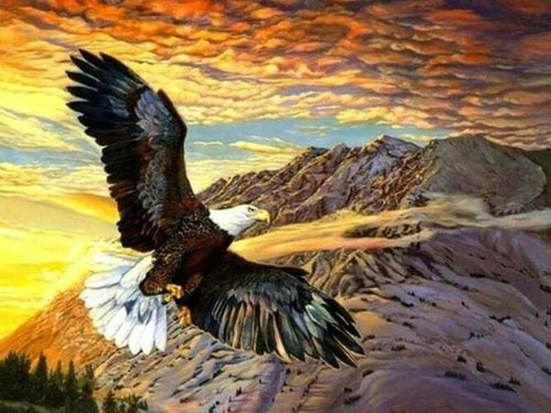 Broderie Diamant | Broderie Diamant - Le Vol de lAigle | aigles animaux Broderie Animaux | FiguredArt