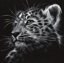 Charger l&#39;image dans la galerie, Broderie Diamant | Broderie Diamant - Léopard noir et blanc | animaux Broderie Animaux léopards | FiguredArt