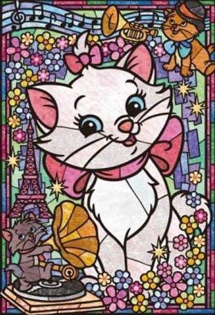 Broderie Diamant | Broderie Diamant - Les Aristochats Vitrail | animaux Broderie Animaux | FiguredArt